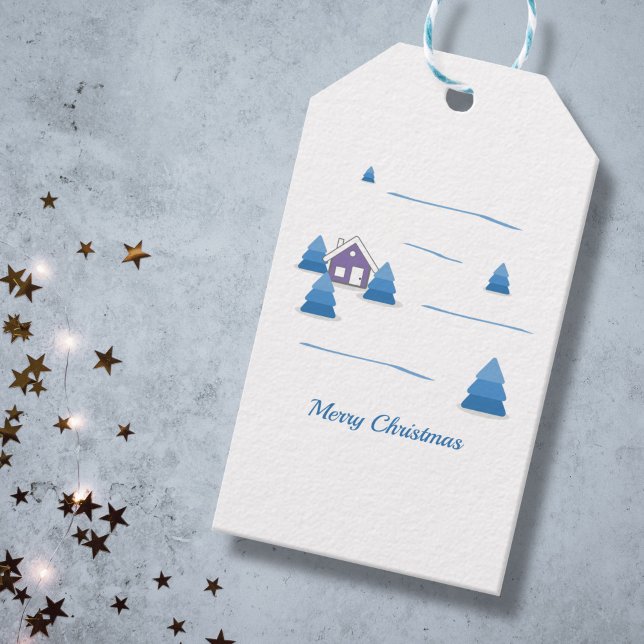Weihnachtsschneewelt - Geschenk Geschenkanhänger (Christmas Snowy Landscape Gift Tag)