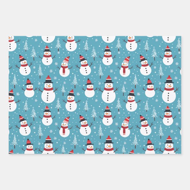 Weihnachtsschneewrapping Paper Geschenkpapier Set (Vorderseite)