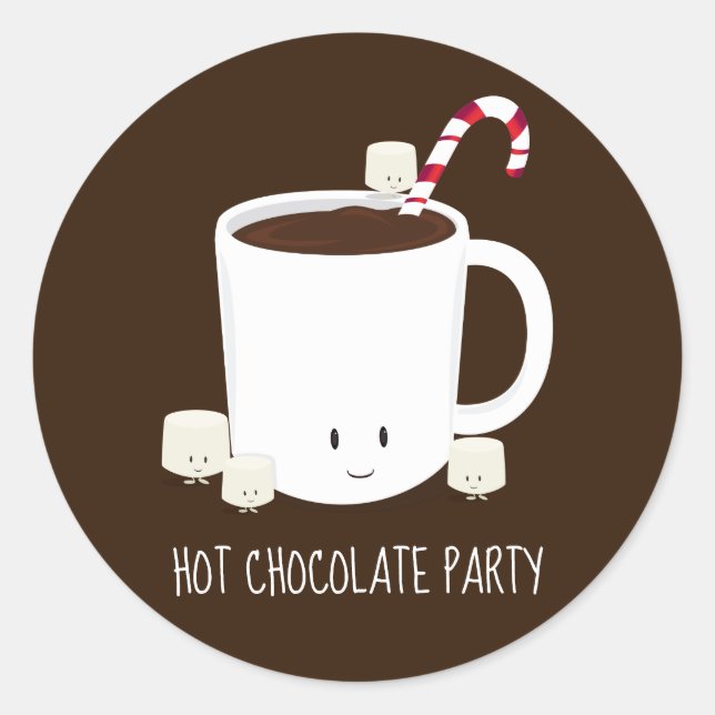 Weihnachtsschokolade Heiße Party Kakao Klassik Ro Runder Aufkleber (Vorderseite)