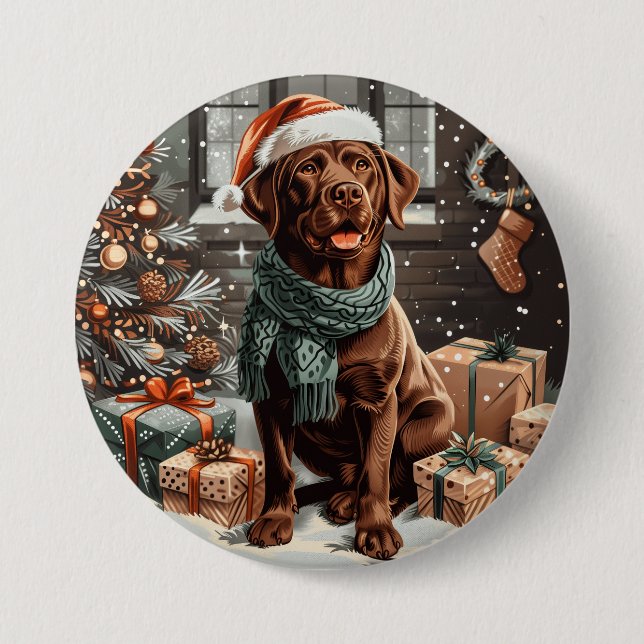Weihnachtsschokolade Labrador Retriever Dog Button (Vorderseite)