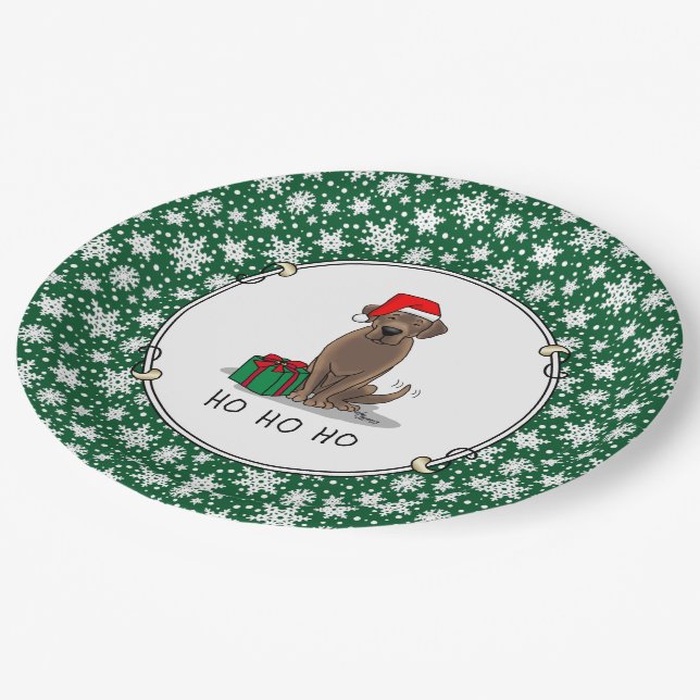 Weihnachtsschokolade Labrador Retriever Funny Pappteller (Schrägansicht)