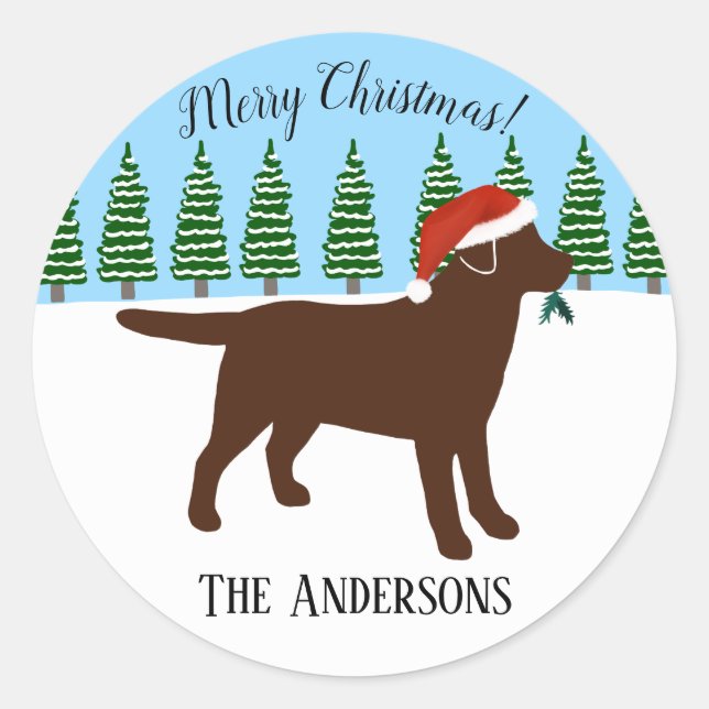 Weihnachtsschokolade Labrador-Weihnachtsmannmütze Runder Aufkleber (Vorderseite)