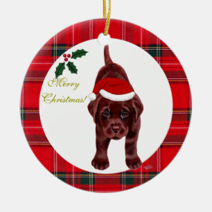 Weihnachtsschokolade Labrador Welpe Weihnachtsmann Keramikornament