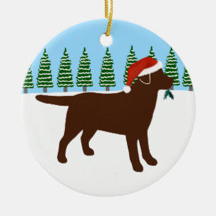 Weihnachtsschokoladen-Labrador-Weihnachtsmannmütz Keramik Ornament