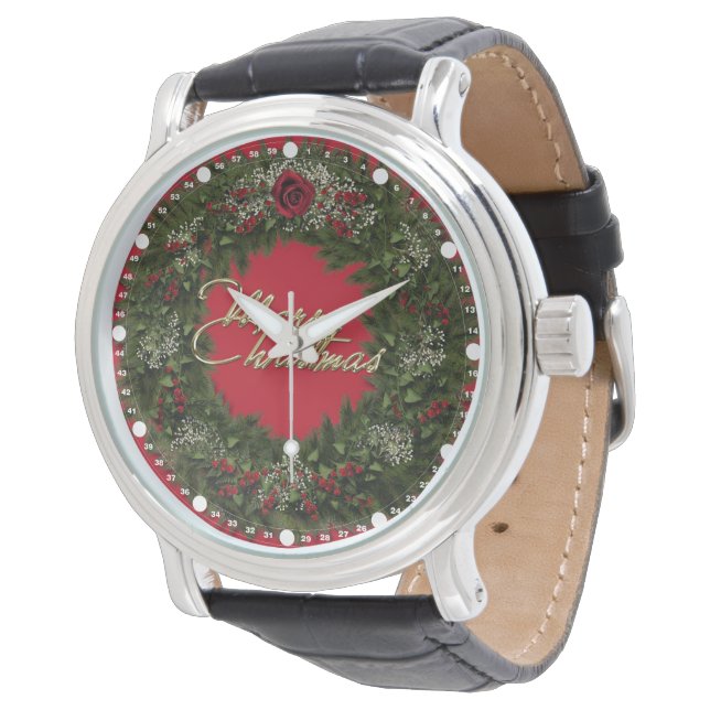 Weihnachtsschrei frohe Weihnachtsschau Armbanduhr (Schrägansicht)
