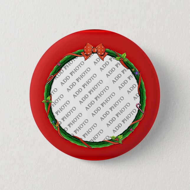 Weihnachtsschrei hinzufügen Ihr Foto und den Hinte Button (Vorderseite)