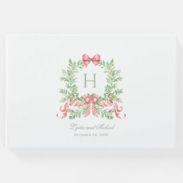 Weihnachtsschrei mit Candy Cane Bow Monogram Weddi Gästebuch