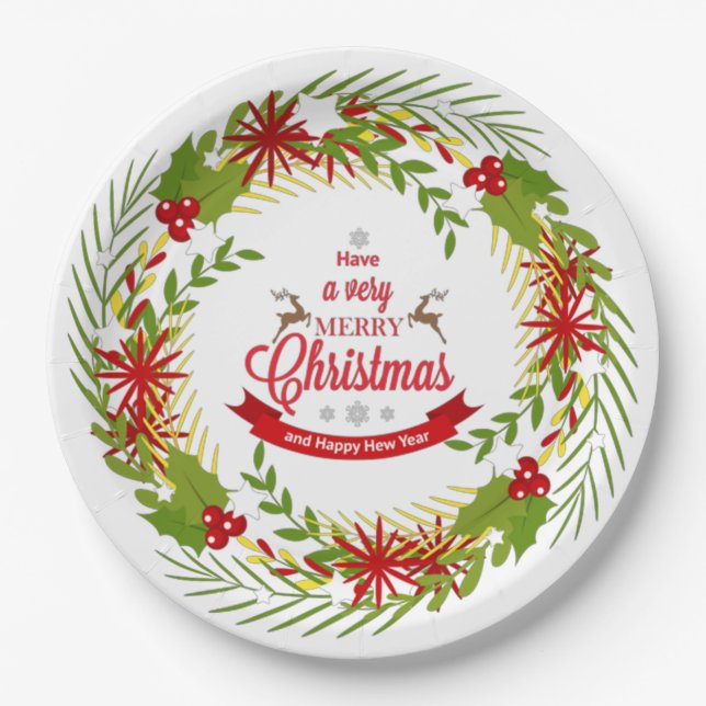 Weihnachtsschrei mit Mistletopapier-Tellern Pappteller (Vorderseite)