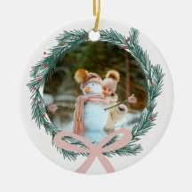Weihnachtsschrei mit rosafarbenem Ribbon-Foto