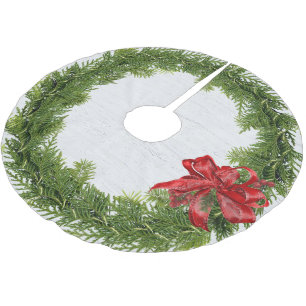 Weihnachtsschrei mit rotem Bow auf Holz Polyester Weihnachtsbaumdecke