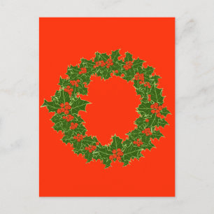 Weihnachtsschrei - Rote Berries & Grüne Blätter Postkarte