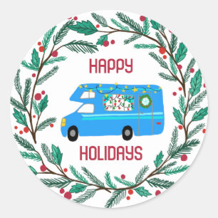Weihnachtsschrei RV CUSTOM Handgezeichneter Feiert Runder Aufkleber