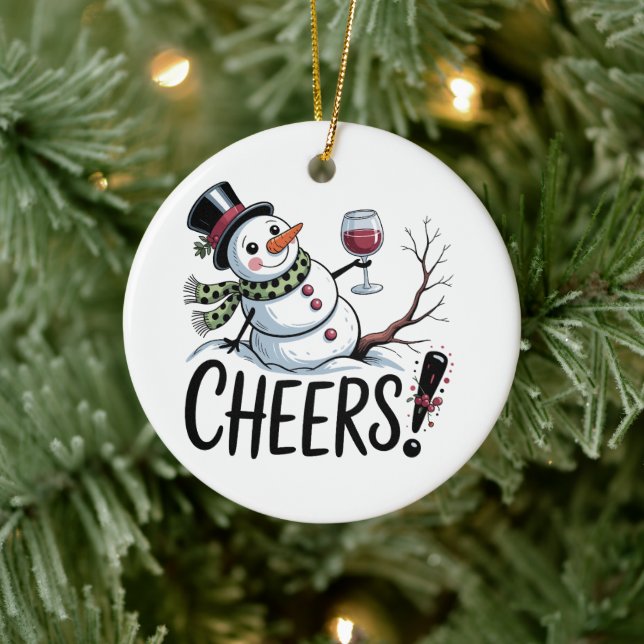 Weihnachtsschrei Snowman Kitchen Wine Küche Keramik Ornament (Baum)