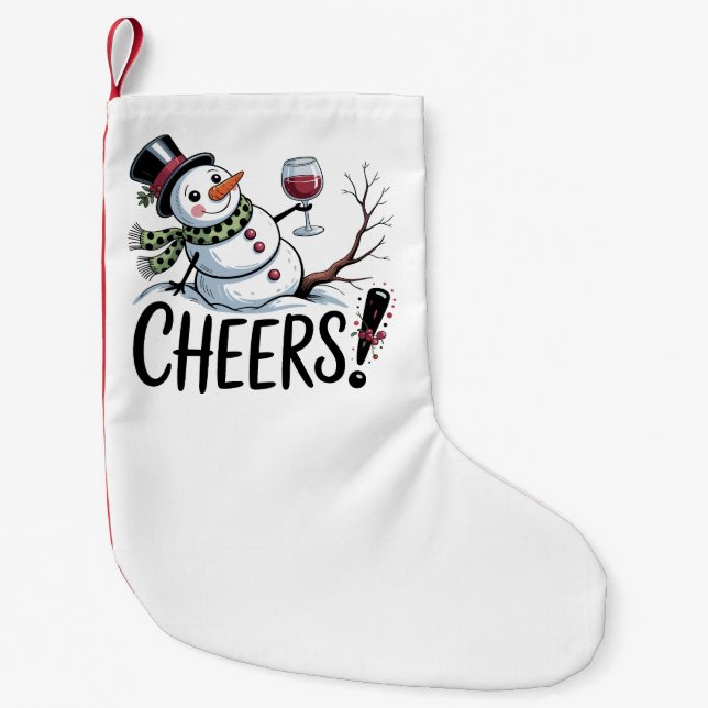 Weihnachtsschrei Snowman Kitchen Wine Küche Kleiner Weihnachtsstrumpf (Vorderseite)