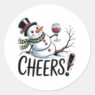 Weihnachtsschrei Snowman Kitchen Wine Küche Runder Aufkleber