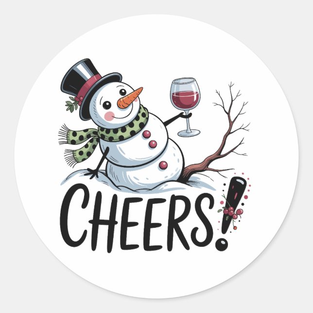 Weihnachtsschrei Snowman Kitchen Wine Küche Runder Aufkleber (Vorderseite)