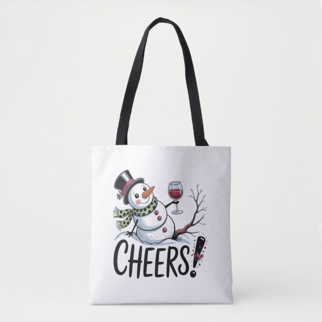 Weihnachtsschrei Snowman Kitchen Wine Küche Tasche (Vorderseite)