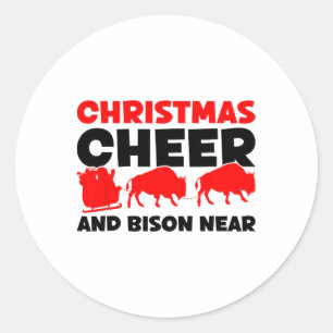 Weihnachtsschrei und Bison Near - Bison Buffalo Xm Runder Aufkleber