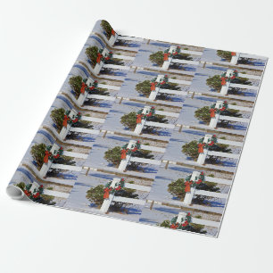 Weihnachtsschrei und weißes Zaunpapier Geschenkpapier