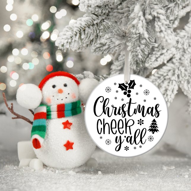 Weihnachtsschrei y'all keramik ornament (Christmas Cheerr Y'all Christmas ornament with a Sante next to)