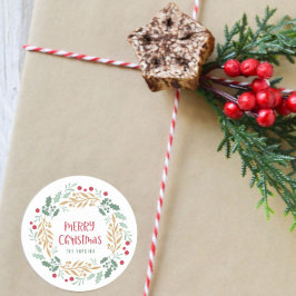 Weihnachtsschreiben und Skript | Frohe Weihnachten Runder Aufkleber