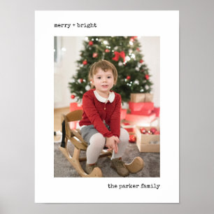 Weihnachtsschreiberin Schwarz und Weiß mit Foto Poster