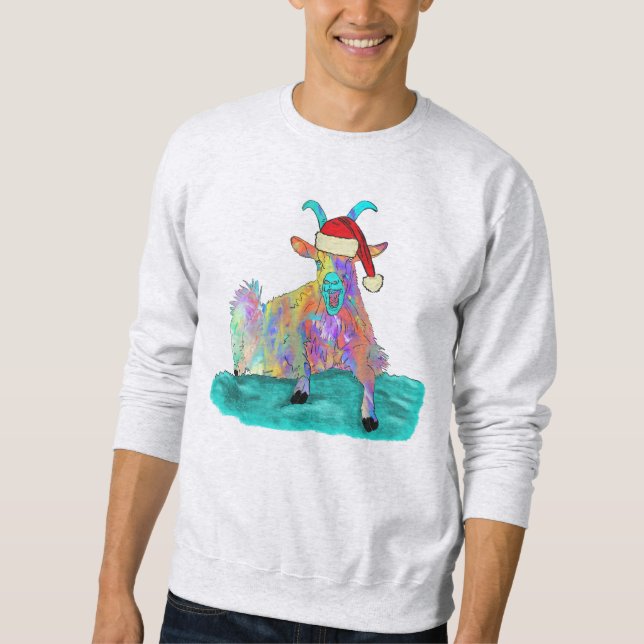 Weihnachtsschreie Ziege Funny Colorful Tier Sweatshirt (Vorderseite)