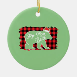 Weihnachtsschritt Mama Bären Weihnachten Kariertes Keramik Ornament