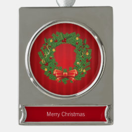 Weihnachtsschuld grün und rot Banner-Ornament silber