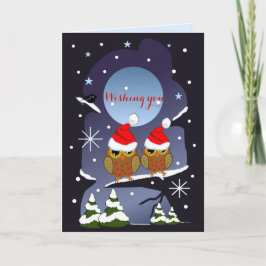 Weihnachtsschüsseln in einer verschneiten Welt Feiertagskarte