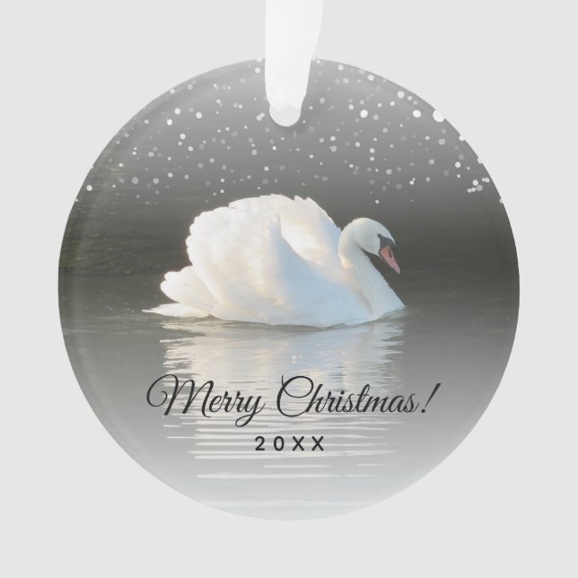 Weihnachtsschwan auf Snowy Lake Ornament (Vorderseite)