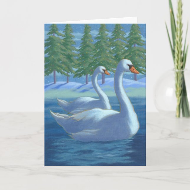 Weihnachtsschwäne Feiertagskarte (Vorderseite)