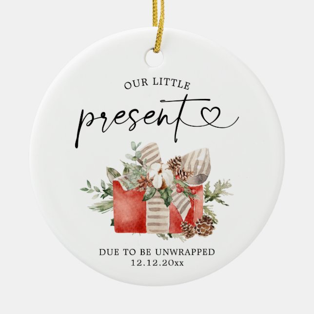 Weihnachtsschwangerschaft Ankündigung Ornament Ges (Vorne)
