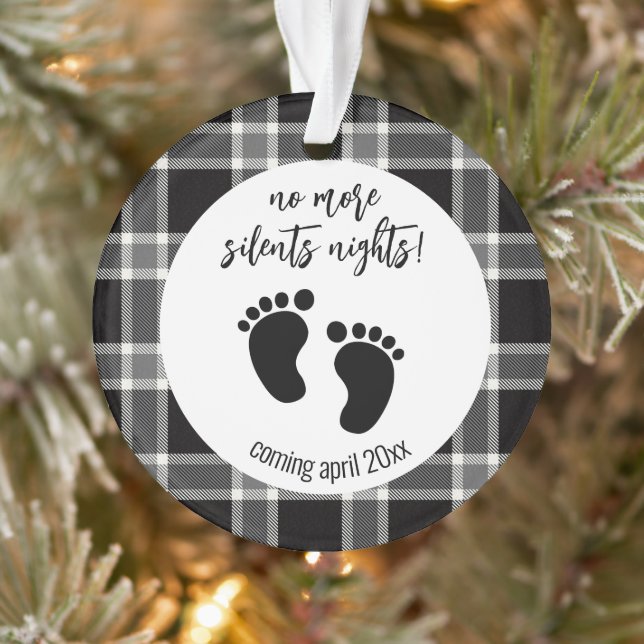 Weihnachtsschwangerschaft Ankündigung Schwarz Kari Ornament (Baum)