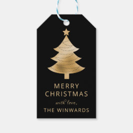 Weihnachtsschwarz & Gold Foil Weihnachtsbaum Geschenkanhänger