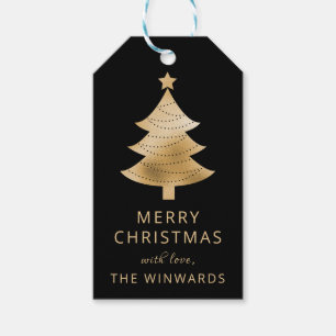 Weihnachtsschwarz & Gold Foil Weihnachtsbaum Geschenkanhänger