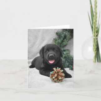 Weihnachtsschwarz Labrador Retriever Welpe Dankeskarte