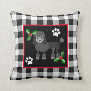 Weihnachtsschwarz-Standardpoodles Kissen
