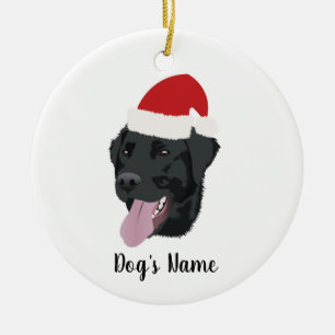Weihnachtsschwarzer Lab Keramik Ornament