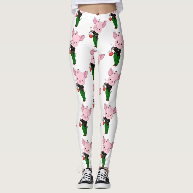 Weihnachtsschwein für Hipster Leggings (Vorderseite)