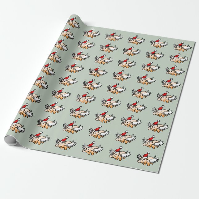 Weihnachtsschwein Geschenkpapier (Ungerollt)