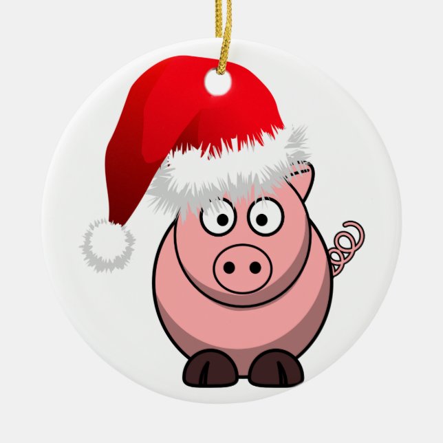 Weihnachtsschwein im Online-Landbau Keramik Ornament (Vorne)