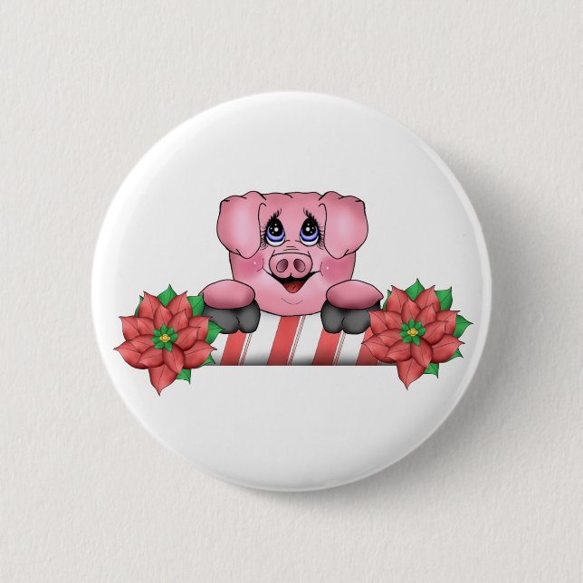 Weihnachtsschwein-Knopf Button (Vorderseite)