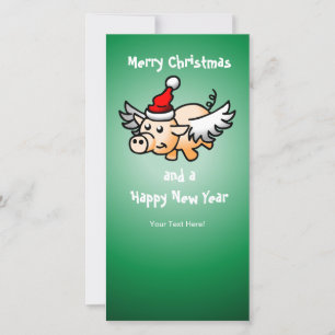 Weihnachtsschwein mit Flügeln Feiertagskarte