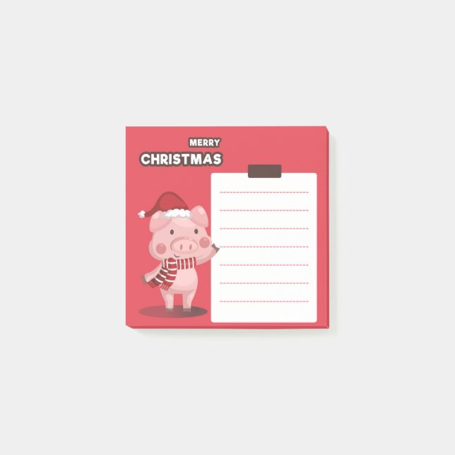 Weihnachtsschwein - Nachhinweise Post-it Klebezettel (Vorderseite)