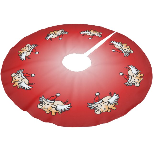 Weihnachtsschwein Polyester Weihnachtsbaumdecke (Schrägansicht)