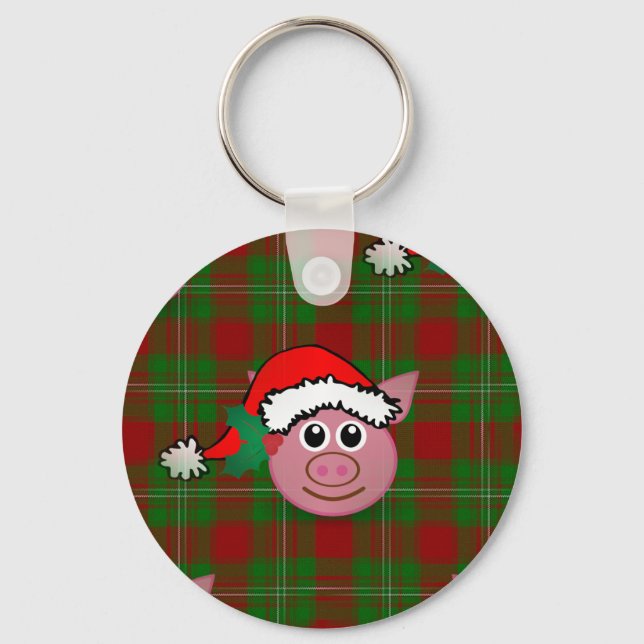 Weihnachtsschwein Schlüsselanhänger (Vorderseite)