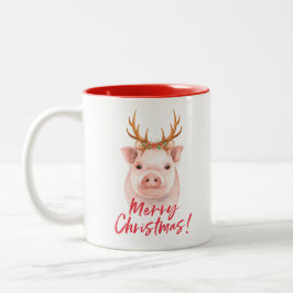 Weihnachtsschwein zwei tonte Tasse