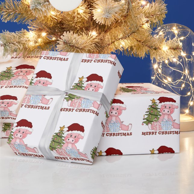 Weihnachtsschweine Cartoon Packpapier (Feiertage)