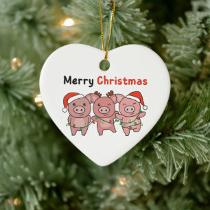Weihnachtsschweine Niedliche Schweine Frohe Weihna Keramik Ornament